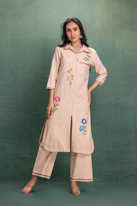 BEIGE MACHINE & HAND EMBROIDERY CORD SET