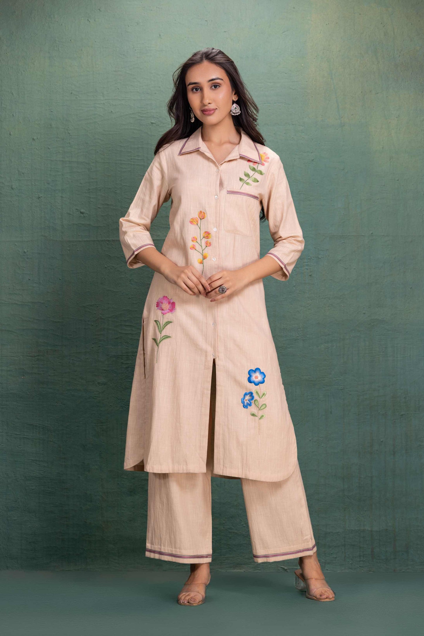 BEIGE MACHINE & HAND EMBROIDERY CORD SET