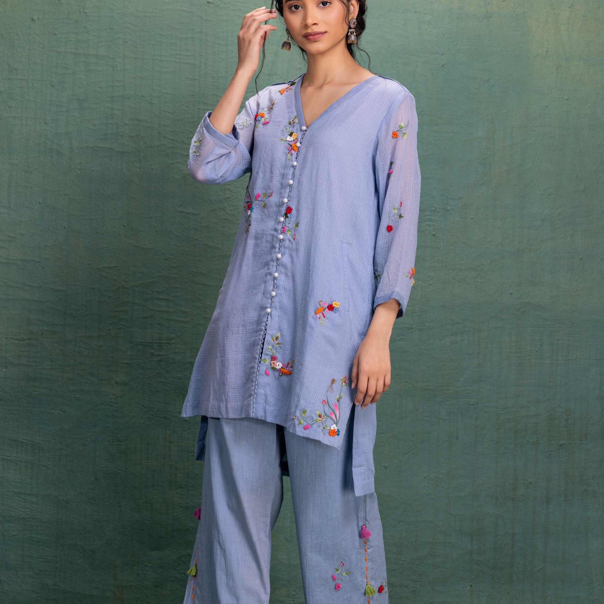 BLUE & EMBROIDERY CORD SET