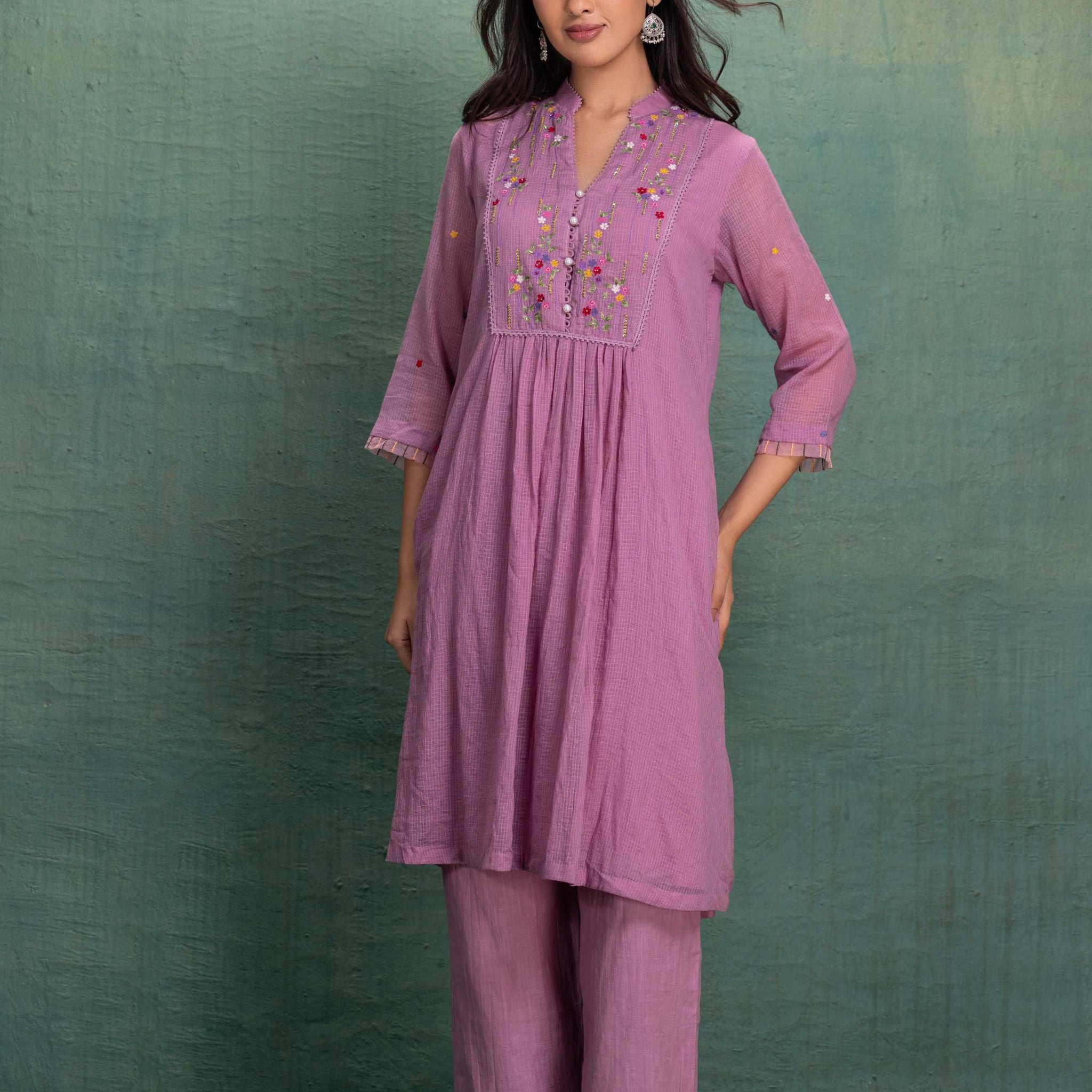 PINK EMBROIDERY CORD SET