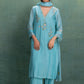 Blue Machine and Hand Embroidery Suit with Beautiful Dupatta and Pin tuck Detailing
