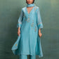 Blue Machine and Hand Embroidery Suit with Beautiful Dupatta and Pin tuck Detailing