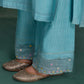 Blue Machine and Hand Embroidery Suit with Beautiful Dupatta and Pin tuck Detailing