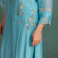 Blue Machine and Hand Embroidery Suit with Beautiful Dupatta and Pin tuck Detailing