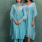 Blue Machine and Hand Embroidery Suit with Beautiful Dupatta and Pin tuck Detailing