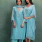 Blue Machine and Hand Embroidery Suit with Beautiful Dupatta and Pin tuck Detailing