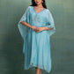 Blue Kaftan Dress with Machine and Hand Embroidery