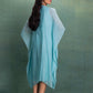 Blue Kaftan Dress with Machine and Hand Embroidery