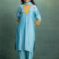 BLUE  HAND AND MACHINE EMBROIDERY SUIT with Beautiful Dupatta