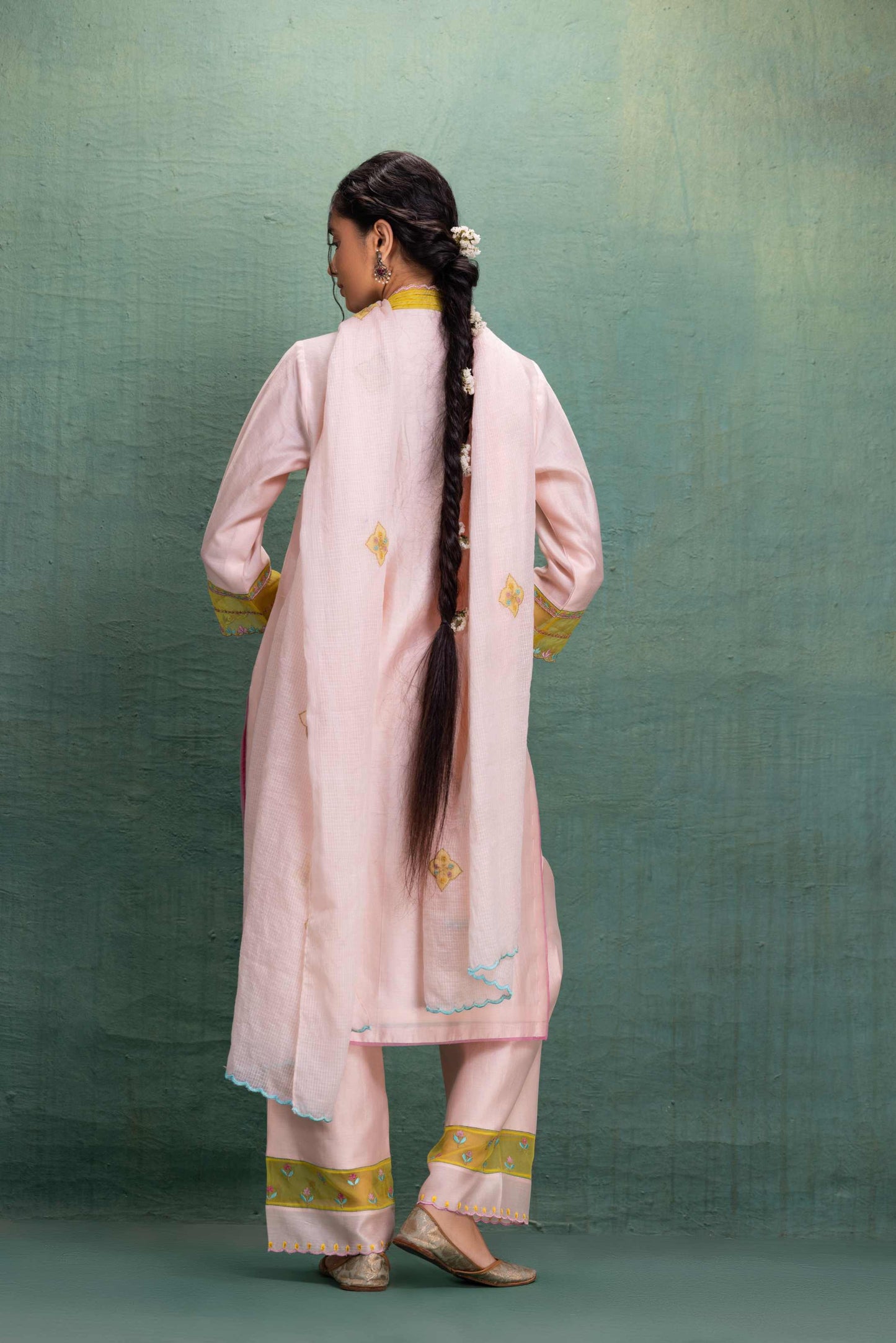 PINK HAND AND MACHINE EMBROIDERY SUIT  with Beautiful Dupatta