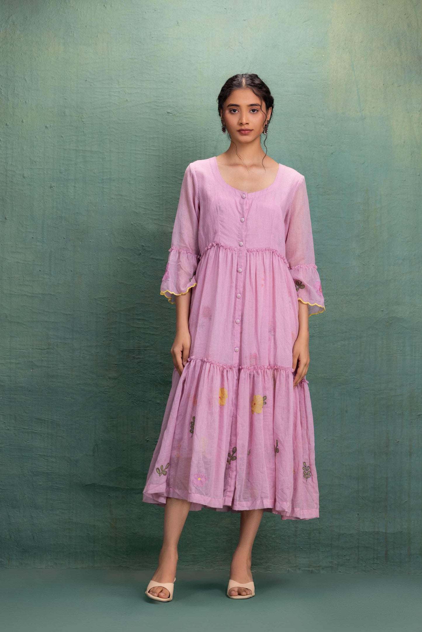 PINK MACHINE EMBROIDERY DRESS