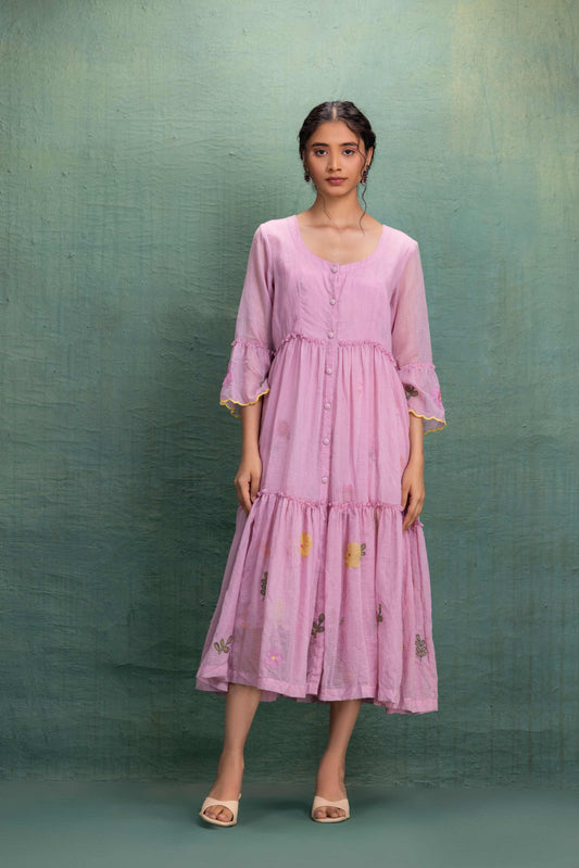 PINK MACHINE EMBROIDERY DRESS