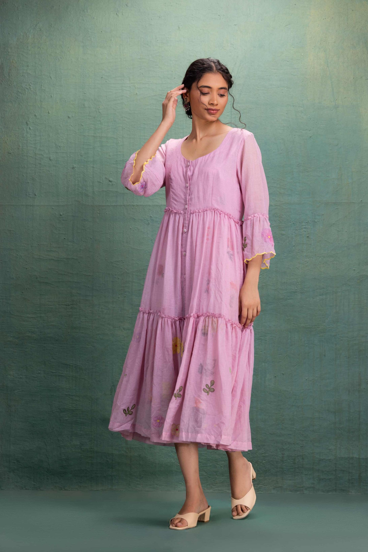 PINK MACHINE EMBROIDERY DRESS