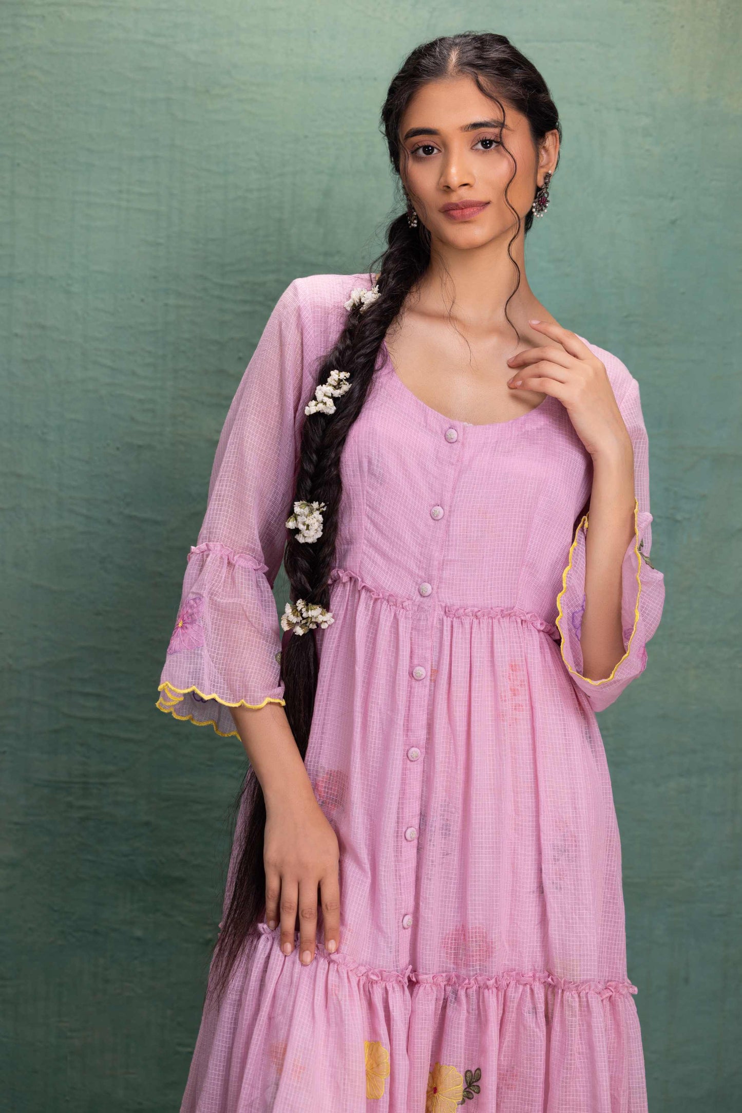 PINK MACHINE EMBROIDERY DRESS