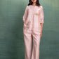 Pink Short Shirt Cord Set with 2 Machine Embroidery  motif