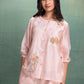 Pink Short Shirt Cord Set with 2 Machine Embroidery  motif