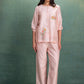 Pink Short Shirt Cord Set with 2 Machine Embroidery  motif