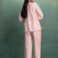 Pink Short Shirt Cord Set with 2 Machine Embroidery  motif