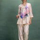 Cream Digital Print Cord Set with Flower Motif