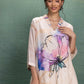 Cream Digital Print Cord Set with Flower Motif