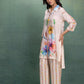 Cream Digital Print Cord Set with Flower Motif