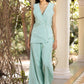 Overlap Jacket With Palazzo Pants With Fringes