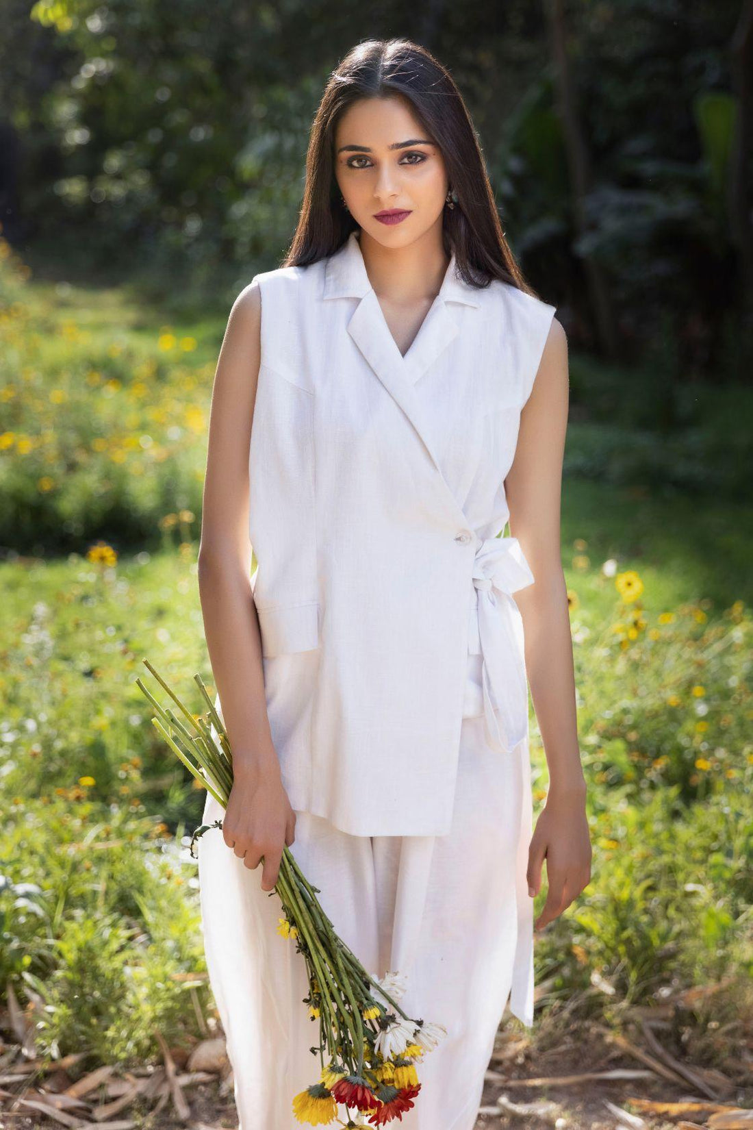 Overlap Jacket With Pleated Pants