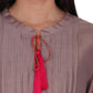 Midi Dress With Center Pintucks With Chinese Collar