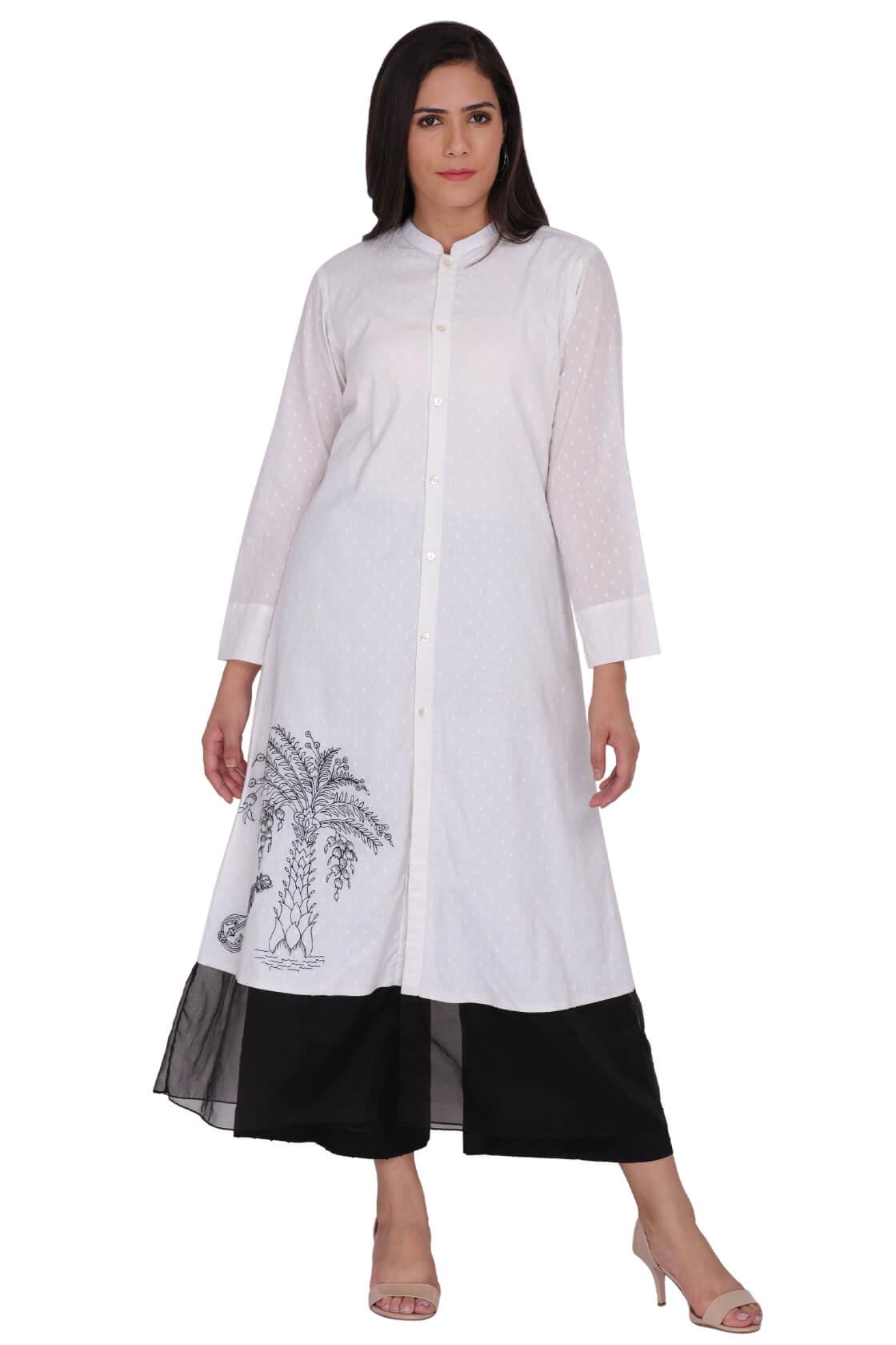 Front Open Straight Kurta With Chinese Collar