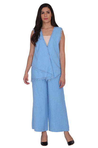 Overlap Jacket With Palazzo Pants