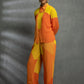 Orange Yellow Digital Printed Shirt In Georgette Base