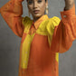 Orange Yellow Digital Printed Shirt In Georgette Base