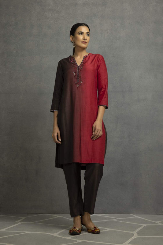 Maroon Kurta With Cotton Silk Base