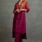 Purple Cotton Silk Embroidered Ombre Kurta Set