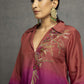 Purple Cotton Silk Embroidered Ombre Kurta Set