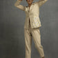 Beige Top In Jute Cotton Base With Applique Work