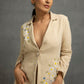 Beige Top In Jute Cotton Base With Applique Work